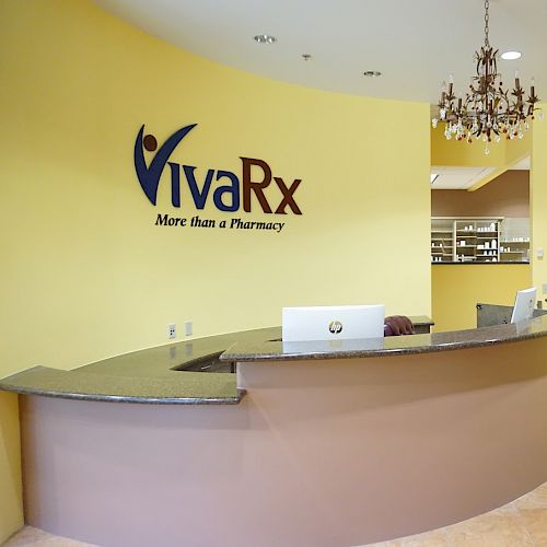 The image shows a reception desk of 